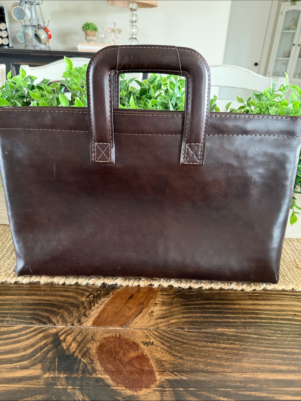 VTG Mascot USA Dark Brown Leather Portfolio Briefcase